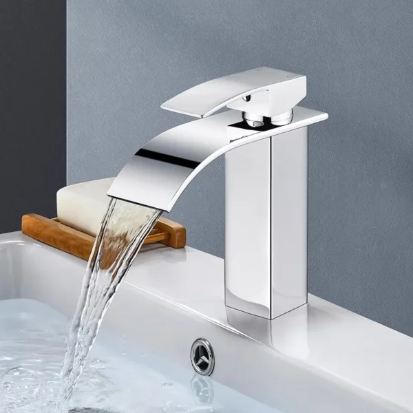 Waterfall Wash Basin Faucet – Stainless Steel, Black 2