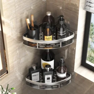 Bathroom Shelves No-drill Wall Mount Corner Shelf Shower Storage Rack 1