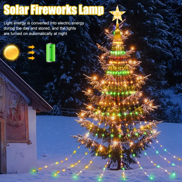 Pentagram Waterproof String Light Solar Christmas Decorations 3M/2M Led Waterfall Tree Fairy Lamp 2