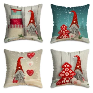 1pc/4pcs Christmas pillow cover, Christmas Eve Santa Claus, reindeer, snowflakes, living room sofa decoration cushion cover 1