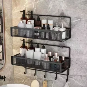 Portable Hanging Wall-mounted Storage Rack No-drilling Bathroom Organizer Kitchen Storage Basket Moisture 1