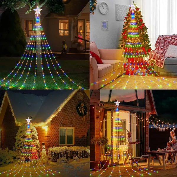 Pentagram Waterproof String Light Solar Christmas Decorations 3M/2M Led Waterfall Tree Fairy Lamp 6