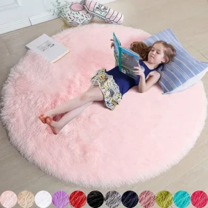 Super Soft Plush Round Rug Mat Fluffy White Carpets 1