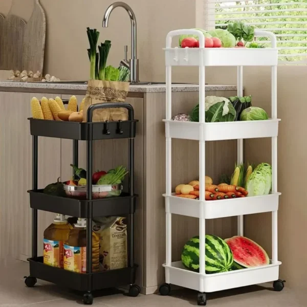 Mobile Storage Rack Trolley Household Kitchen Multifunctional Cart With Wheels 4