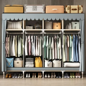 Spacious Wardrobe with Dustproof Cover - Durable Steel Frame 1