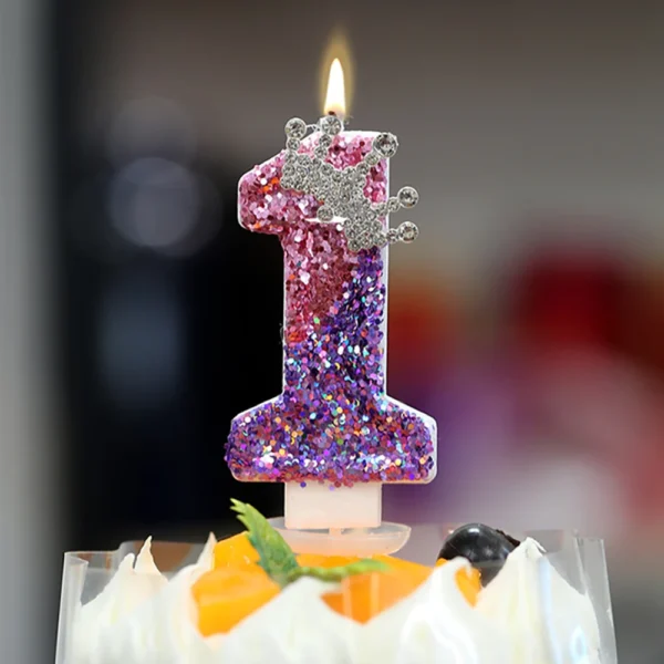 2nd Birthday Candle Cake Topper Colour Changing Creative Number 2 Candle Princess Crown Girl 3