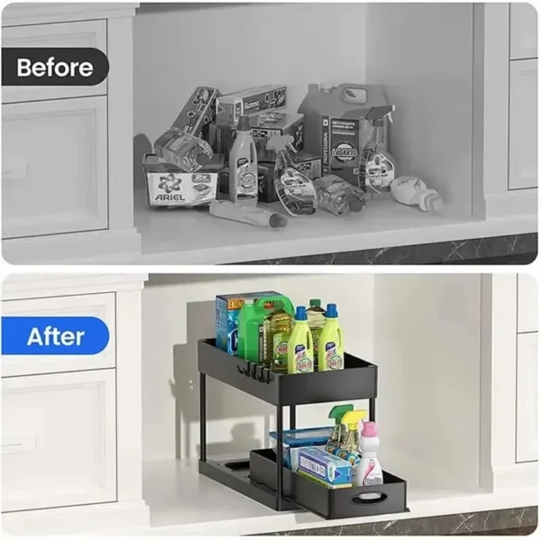 Kitchen Organizer Under Sink Organizer Sliding Drawer Storage Rack 2 Tier Organizer 4