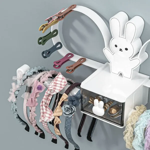 Kawaii Rabbit Hair Hoop Storage Rack Wall Mounted Jewelry Organizer Hair Tie 5