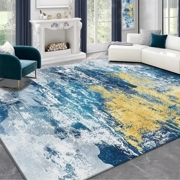 VIKAMA modern abstract ink painting living room large area crystal velvet carpet 2