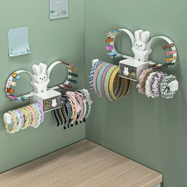 Kawaii Rabbit Hair Hoop Storage Rack Wall Mounted Jewelry Organizer Hair Tie 2