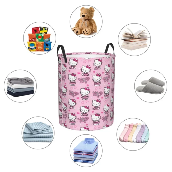 Custom Hello Kitty Laundry Hamper Large Storage Basket 5