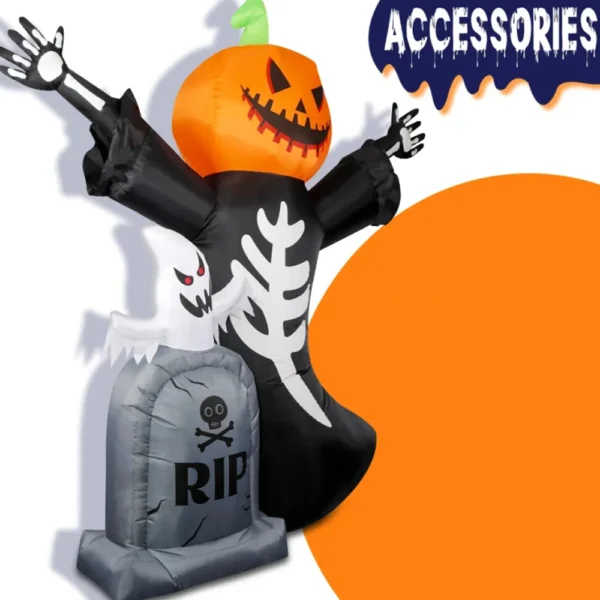 5/8FT Inflatable Halloween Decor Tombstone Ghost Pumpkin Skull Decoration Outdoor Horror House Yard Garden Props Halloween Party 6