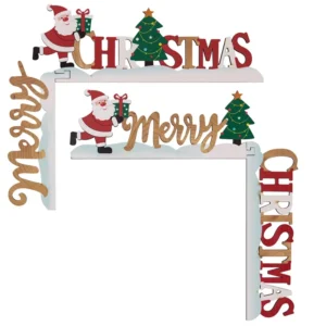 1PC DIY Wooden Door Frame Ornament Christmas Door Corner Frame Decoration Santa Claus 1