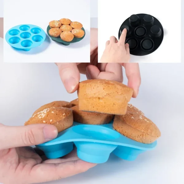 7 Hole Foldable Round Muffin Cupcake Air Fryer Accessories 3