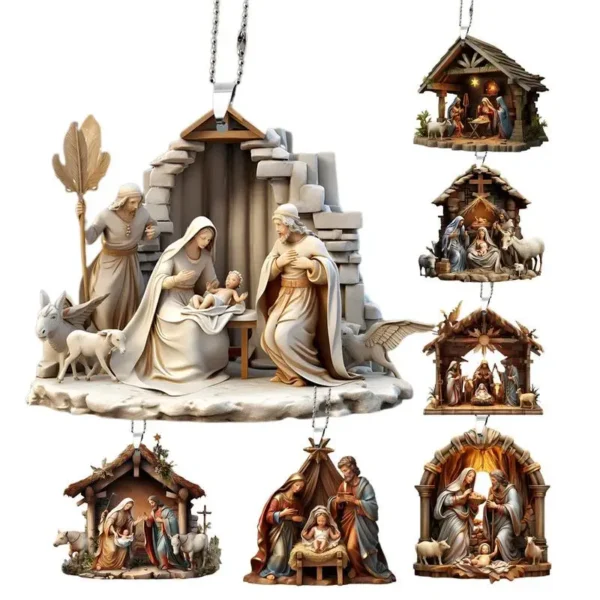 Nativity Scene Ornaments The Birth Of Jesus Decor Nativity Scene Christmas Tree 2