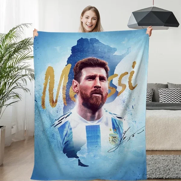 Flannel Fluffy Soft Blanket for Winter Messi Warm Bed Fleece Camping Custom Nap Blanket Sofa Winter King Size 1