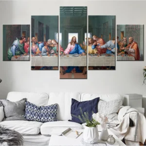 Canvas Painting 5 Piece Christian Decorations The Last Supper Poster Jesus Christ Picture 1