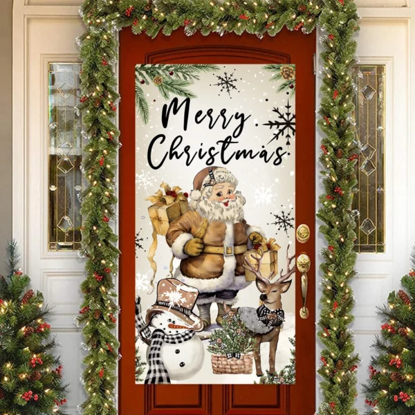 Christmas Hanging Flag Porch Door Banner Christmas Decorations For Home 4