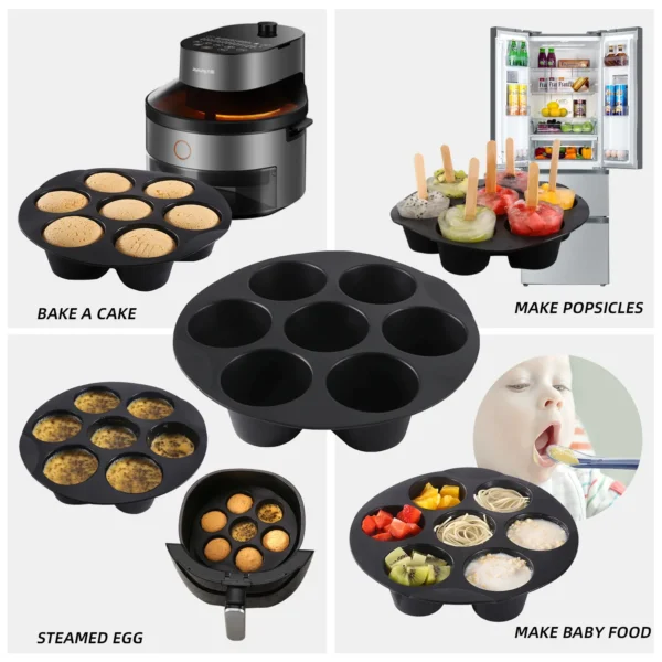 7 Hole Foldable Round Muffin Cupcake Air Fryer Accessories 4