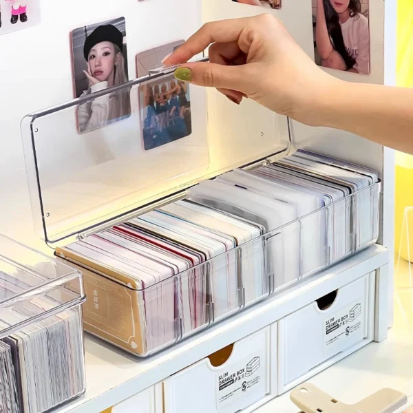 Clear Card Storage Box Idol Photocard Display Case Data Cable Storage Box 2