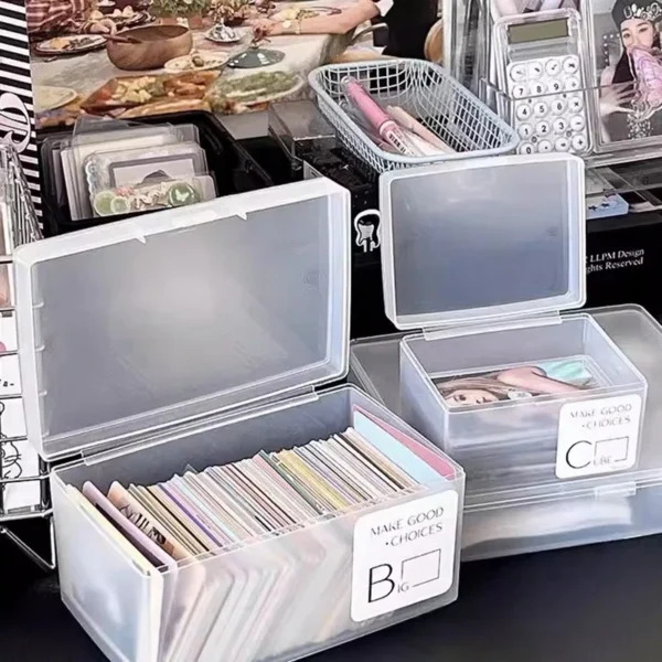 Clear Card Storage Box Idol Photocard Display Case Data Cable Storage Box 6