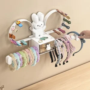 Kawaii Rabbit Hair Hoop Storage Rack Wall Mounted Jewelry Organizer Hair Tie 1