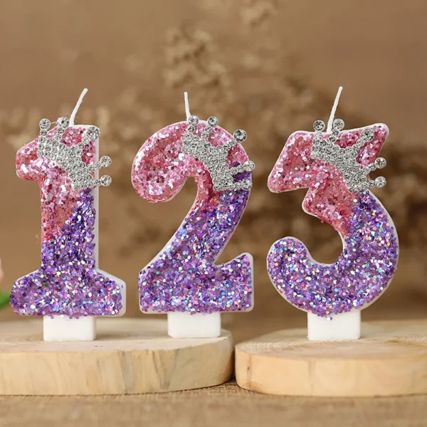 2nd Birthday Candle Cake Topper Colour Changing Creative Number 2 Candle Princess Crown Girl 1