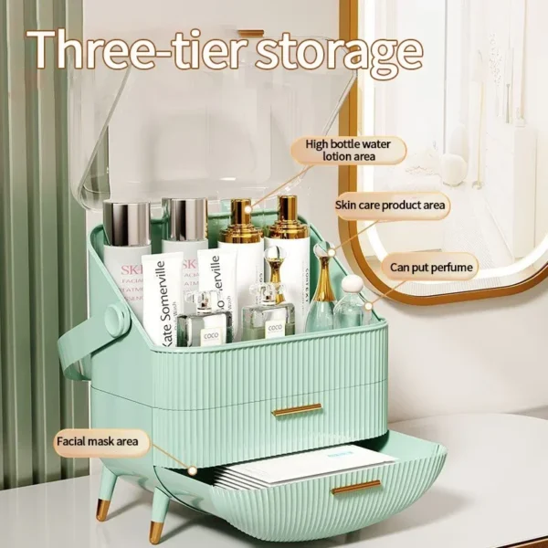 Large Cosmet Storag Box Luxury Dresser Organizer Box with Lid Makeup Organiser 3