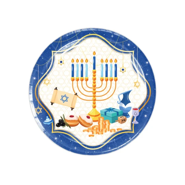 Jewish Hanukkah Candle Chanukah Party Disposable Tableware Decoration Banner 2