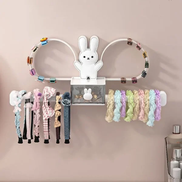 Kawaii Rabbit Hair Hoop Storage Rack Wall Mounted Jewelry Organizer Hair Tie 4