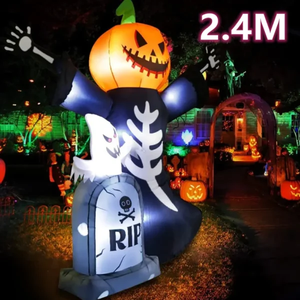 5/8FT Inflatable Halloween Decor Tombstone Ghost Pumpkin Skull Decoration Outdoor Horror House Yard Garden Props Halloween Party 1