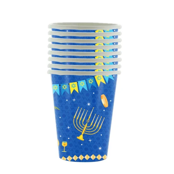 Jewish Hanukkah Candle Chanukah Party Disposable Tableware Decoration Banner 4