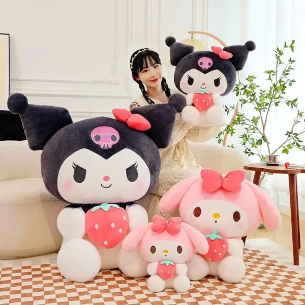 22/35cm Sanrio Strawberry Kuromi Pillow Plush Toy Girls Soft Stuffed Animal Toys 3