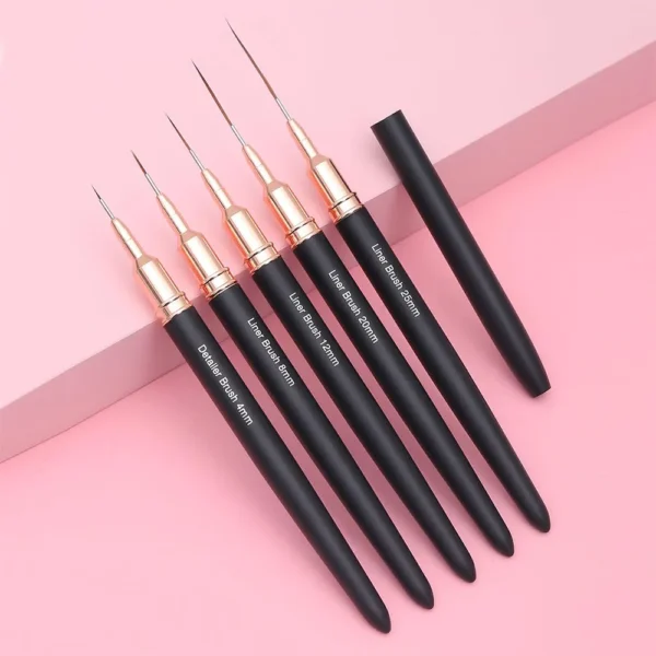 Black Nail Art Liner Brushes 5Sizes Painting Nail Design Pen 2