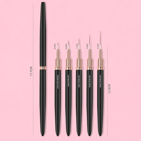 Black Nail Art Liner Brushes 5Sizes Painting Nail Design Pen 5